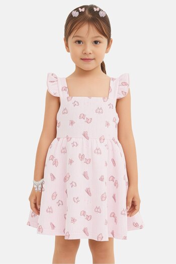 English Laundry Toddlers Girl 6 Pieces Allover Print Dress And Hair Band With Hair Clips Set, Multicolor
