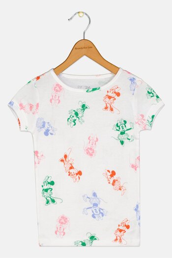 GAP x Disney Kids Girl Graphic Print Short Sleeve T-Shirt, White