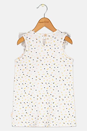 Sophie La Girafe Toddlers Girl Polka Dots Cap Sleeves Dress, Multicolor