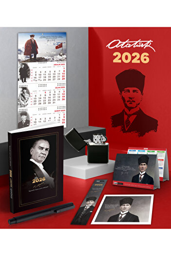 Halk Kitabevi 2026 Дневник на Ататюрк Гази Паша - Календар за стена „Сакария“ - Метална ролкова химикалка и запалка за бензин