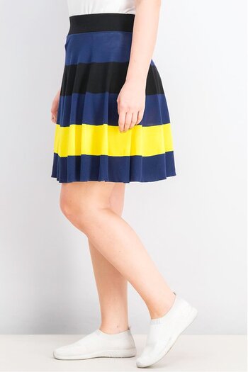 Lacoste Women Pull,On Mini Skirt, Black and Yellow and Navy