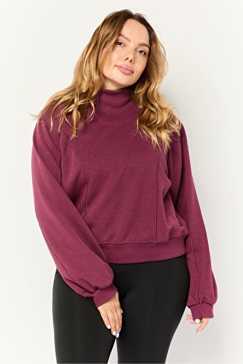 adidas Women Sportswear Fit Long Sleeve Yoga Sweatshirt, Burgundy