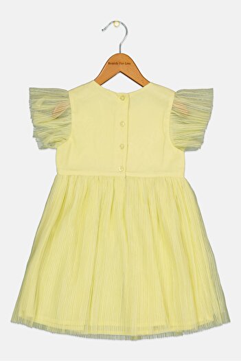 Hamleys Toddlers Girl Textured Ruffle Sleeve Dress, Yellow