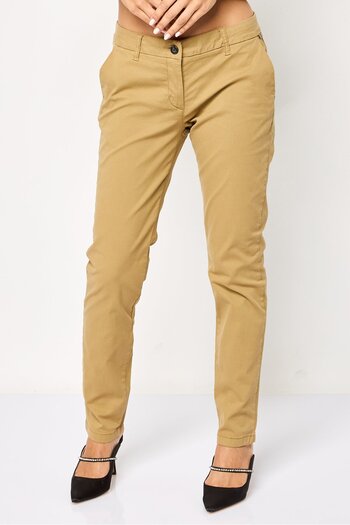 Napapijri Women Slim Fit Plain Chino Pants, Khaki