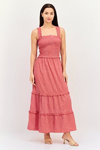Brave Soul Women Micro Check Maxi Dress, Multicolor