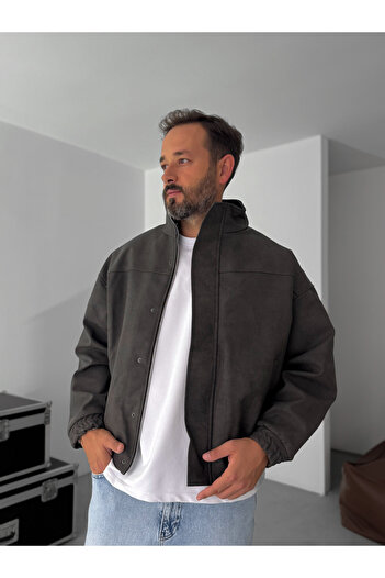 BYBASICMAN Antrasit Bomber Deri Mont EP-7321