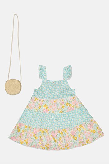 English Laundry Kids Girl 2 Pcs Floral Dress And Cross Body Bag, Multicolor