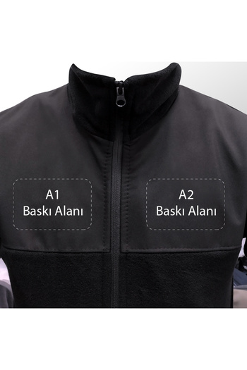 Crea Eymer Wear Softshell Jacket Non-Pilling Full Zipper Softshell Fleece - Softshell Polar Jacket Black