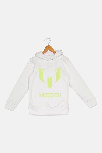 MESSİ Kids Boy Sportswear Fit Long Sleeves Outdoor Hoodie, White