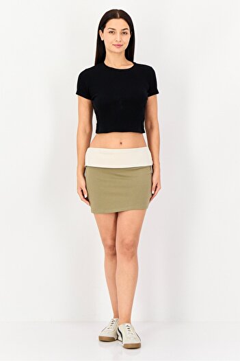 Don't Call Me Jennyfer Women Solid Mini Skirts, Dark Khaki