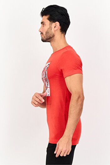 Puma Men Slim Fit Short Sleeve Outdoor T-Shirt, Red