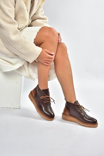 Fox Shoes V555011003 Γυναικείες μπότες με κορδόνια από γνήσιο δέρμα Comfort Orthopedic Sole