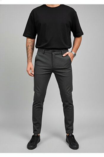 hello7 W Pattern Slim Fit Slim-Fitting Men's Trousers Stylish and Modern