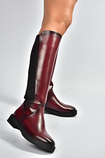 Fox Shoes V312212360 Burgundy Rustic Women's Boots with Rubber Detail on the Back