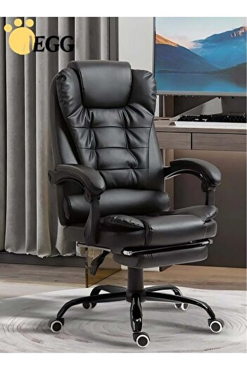 EGG Ergonomic Office Desk Computer Chair PU Leather Swivel Adjustable Height High-Back Reclining Cha