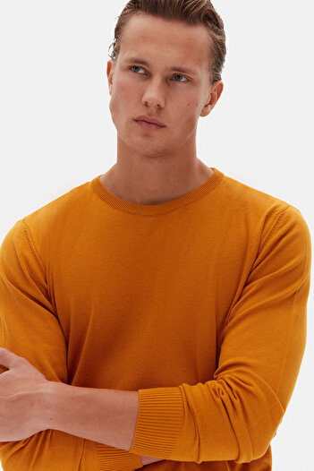 D'S Damat Ds Damat Regular Fit Yellow Plain Sweater