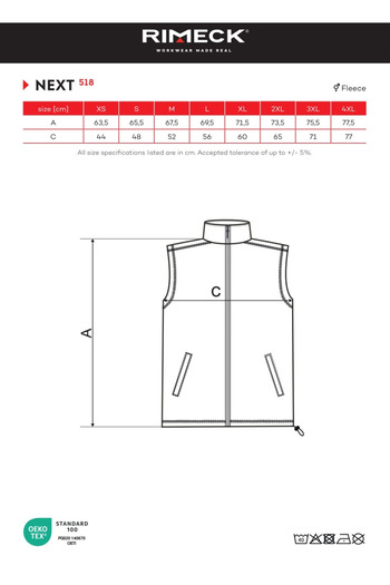 RIMECK Unisex Polar Fleece Vest 280g Material Density Anti-Pilling Treatment