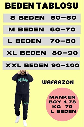 WAFRA Erkek Kapşonlu 2 İplik Şardonlu Paça Lastikli Eşofman Takımı