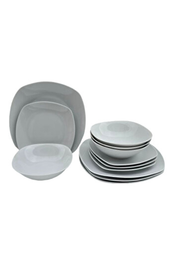 Cesiro Plate set, 12 pieces, for 4 people, Porcelain, White