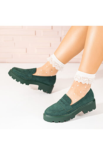 BMoD Women's green suede loafers MOD10098