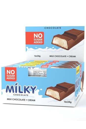 SNAQ FABRIQ Milky Chocolate Bar with Milk Chocolate and Cream Filling No Sugar Added 16x34g