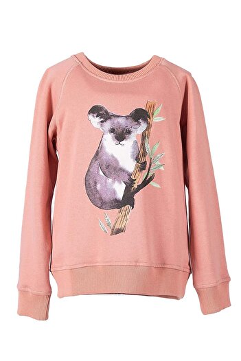 Ozmoz By Mukadder Özden Organic Printed Pink Winter Girls' Sweatshirt