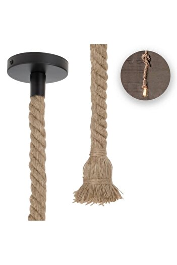 SHOPIENS Pendant Cable with Rope, 1.5m Length, Included Socket, Compatible with LED E27, Max 60W