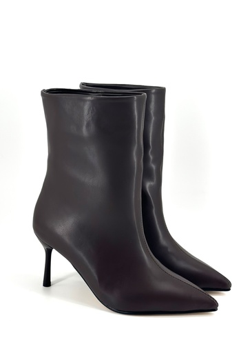Shoebutik Γυναικείες μπότες με τακούνι Lana Bitter Brown Leather Loose Cut