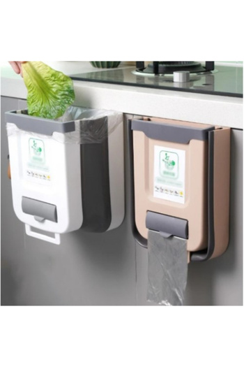 URZ GRUP Foldable Kitchen Trash Can with Bag Chamber