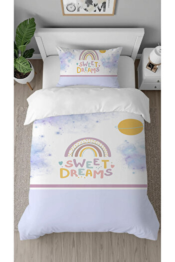 GREENDECOR Rainbow Sweet Dreams Patterned Digital Printed Single Children's Stylish Duvet Cover Set Without Sheets
