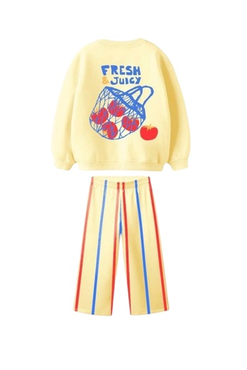 Daisy Dolly Unisex Children's Cotton Top and Bottom Set with Back Print Detail