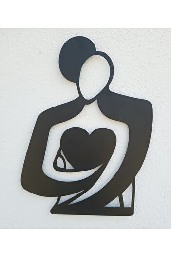 Kat Time Black metal wall decor, elegant silhouette, symbolizes love and connection.