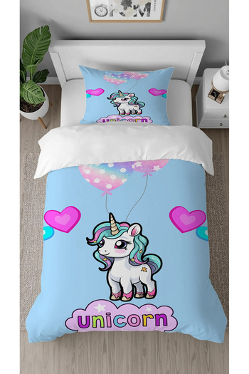 GREENDECOR Sweet Unicorn Patterned Digital Printed Special Design Single Stylish Children's Duvet Cover Set Without Sheets