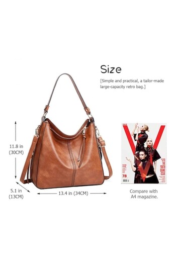 kalon Shoulder Strap Faux Leather Bag, KALON, Brown