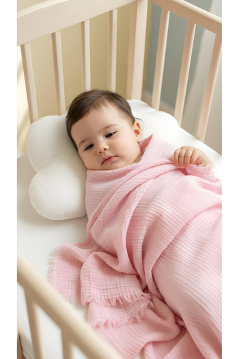 Cevval 100% Cotton with Tassel Edges 4 Layers 230 Grams 115 X100 cm Multi-Purpose Muslin Baby Blanket