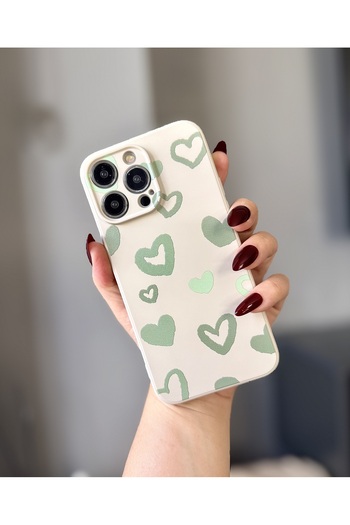 MİRAZ TASARIM iPhone 14 Pro Max Heart Patterned Velvet Case