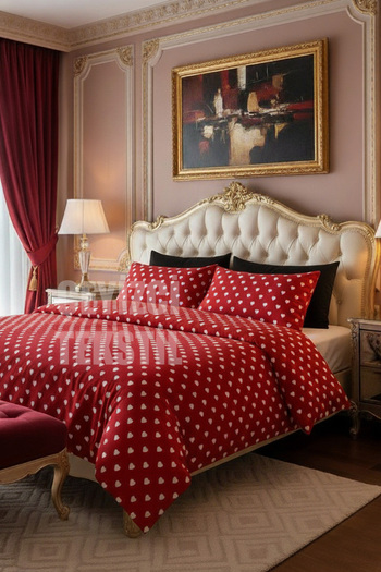 Çt Çeyizci Tekstil Double Duvet Cover Set 4 Pieces Red Heart