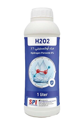 SPİ 6% Hydrogen Peroxide 1L Multi-purpose cleaner and disinfectant for stain removal, whitening, and disinfecting