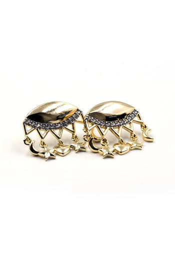 Sose Moda Moon Star and Heart Dangle Earrings - Gold