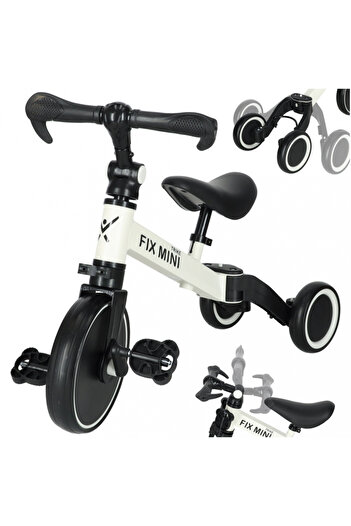 Ikonka Trike Fix White children's tricycle with pedals, 3 in 1, adjustable handlebar and saddle, frame made of