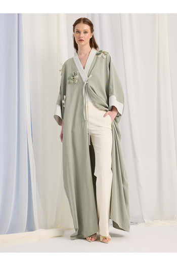 Store Wf Mint Caftan with Floral Details