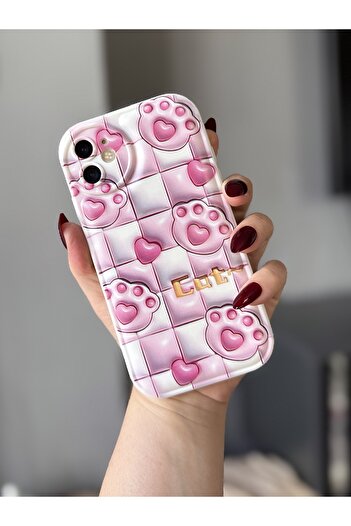 MİRAZ TASARIM iPhone 11 Pati Patterned Ecru Color Case