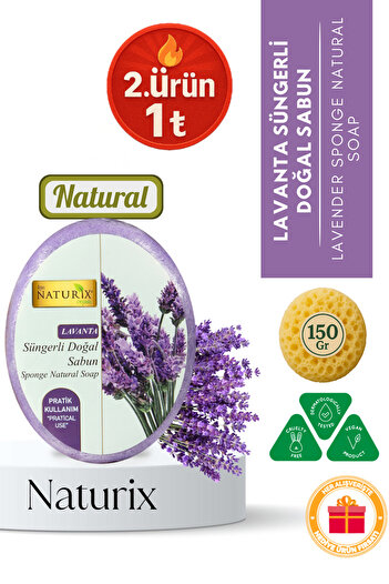 Naturix Lavender Sponge Soap 150 Gr |   Exfoliating Effective Purifying Soap