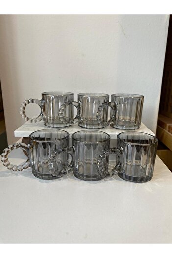 LEONEV 6 Pieces 130 ml Glass Coffee Cup with Beaded Handle
