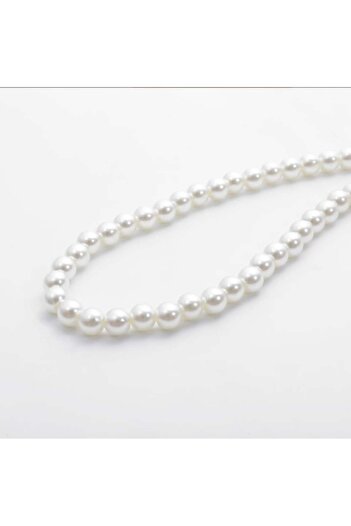 Tessero Women's Neckline Necklace with White Pearls, Length 45+5 cm, Silver,