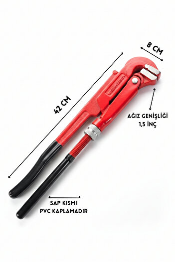 ELDİPA 1.5 Inch Pipe Wrench – Professional Durable Wrench with Pvc Handle