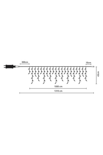 OEM LED Curtain Light Installation, Cold Light, 500 Bulbs, 1310 x 45 cm, Extendable, IP 44