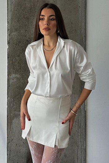 VAGGON Oversize Basic Satin Shirt