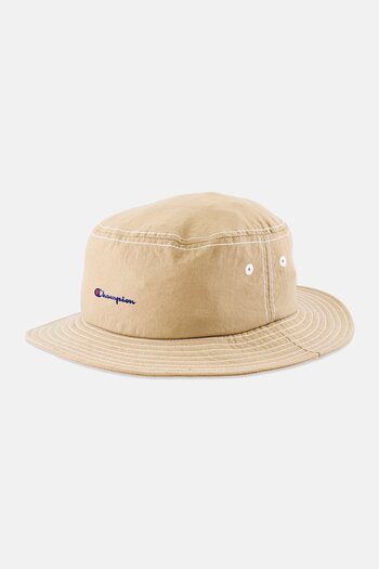 Champion Men Brand Logo Bucket Hat, Tan