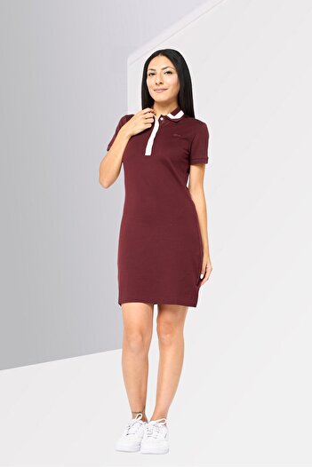Lacoste Women Embroidered Logo Mini Dress, Maroon